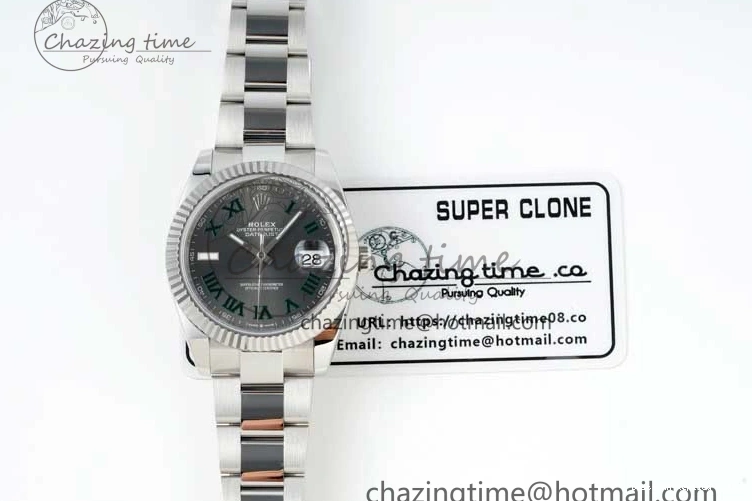 AAA Replica Watches Green 904L on 126334 Gray 41 2285 Steel Bracelet 1:1 Best Edition Dial VR NTF ZeroBulk DateJust Roman Oyster 0122